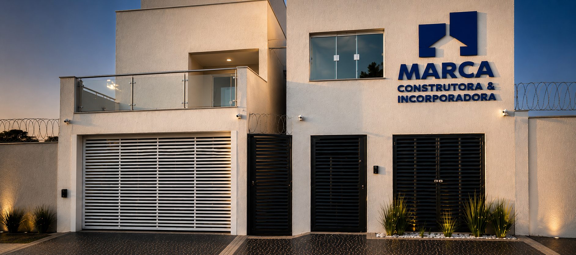 Sede da Marca Construtora e Incorporadora em Rio Verde – GO, ao entardecer